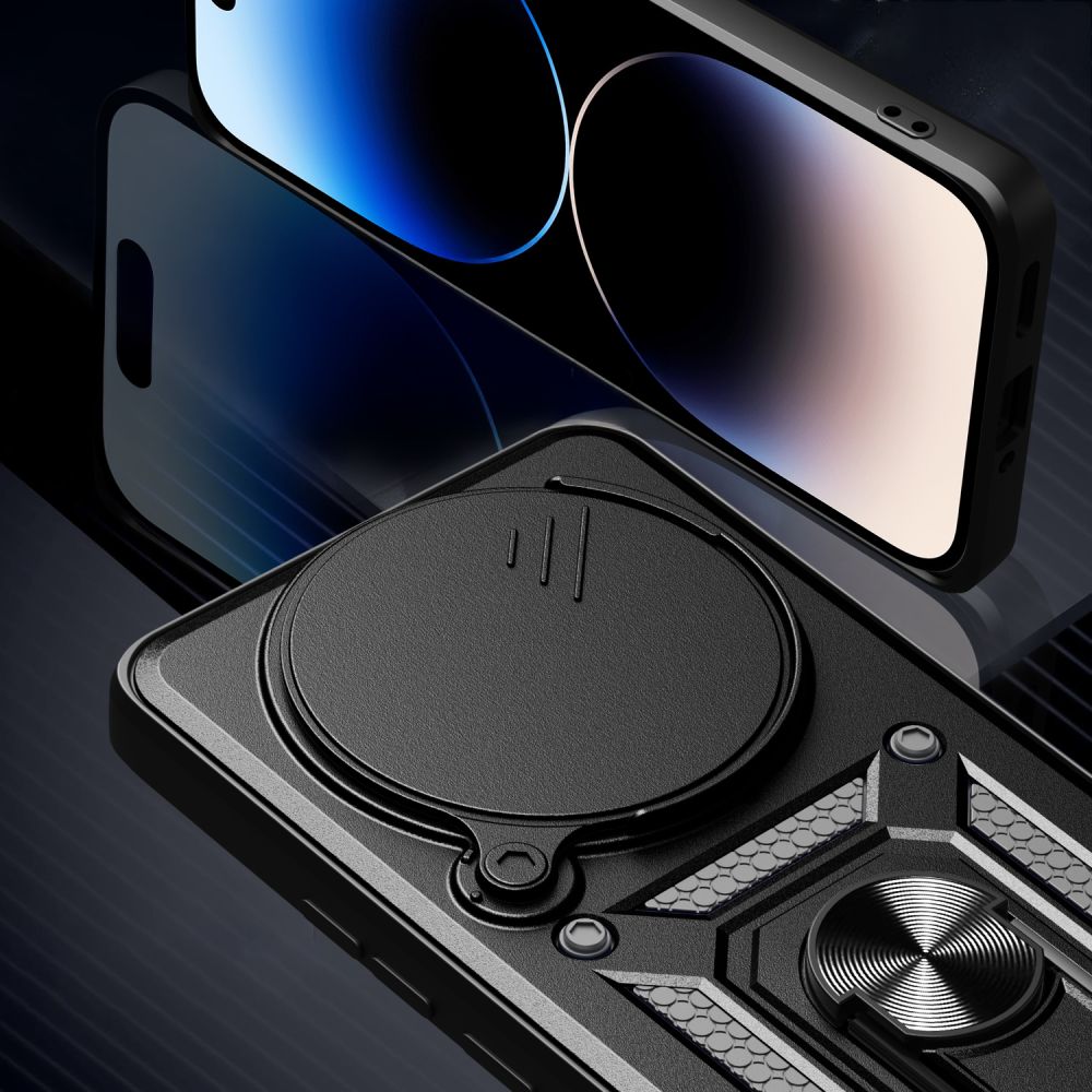 Tech - Protect Xiaomi Redmi Note 14 Pro+ 5G Camshield Pro Σκληρή Θήκη με Πλαίσιο Σιλικόνης και Δαχτυλίδι Συγκράτησης - Black