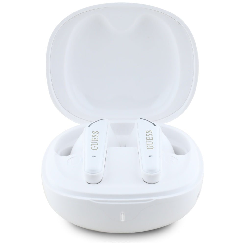 Guess TWS Flat Classic Logo Electroplated - Bluetooth 5.4 - Ασύρματα ακουστικά για Κλήσεις / Μουσική - White