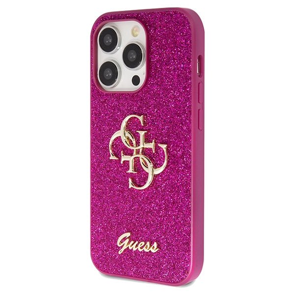 Guess iPhone 15 Pro Max Glitter Script Big 4G Σκληρή Θήκη με Πλαίσιο Σιλικόνης - Purple - GUHCP15XHG4SGU