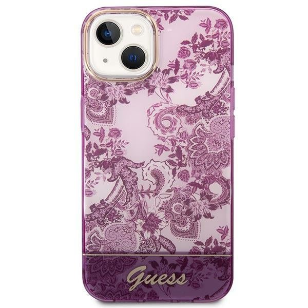 Guess iPhone 14 Plus Porcelain Collection Σκληρή Θήκη με Πλαίσιο Σιλικόνης - Fuschia - GUHCP14MHGPLHF