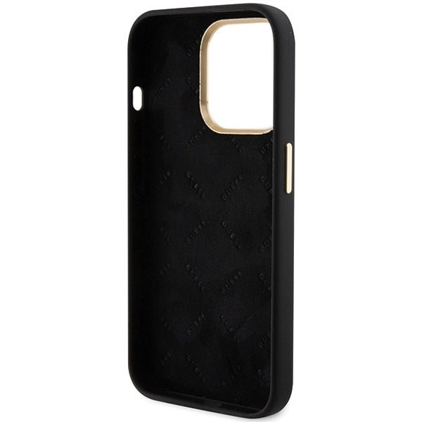 Guess iPhone 15 Pro Max Silicone Script Metal Logo and Frame Σκληρή Θήκη με Πλαίσιο Σιλικόνης - Black - GUHCP15XSMBSLK