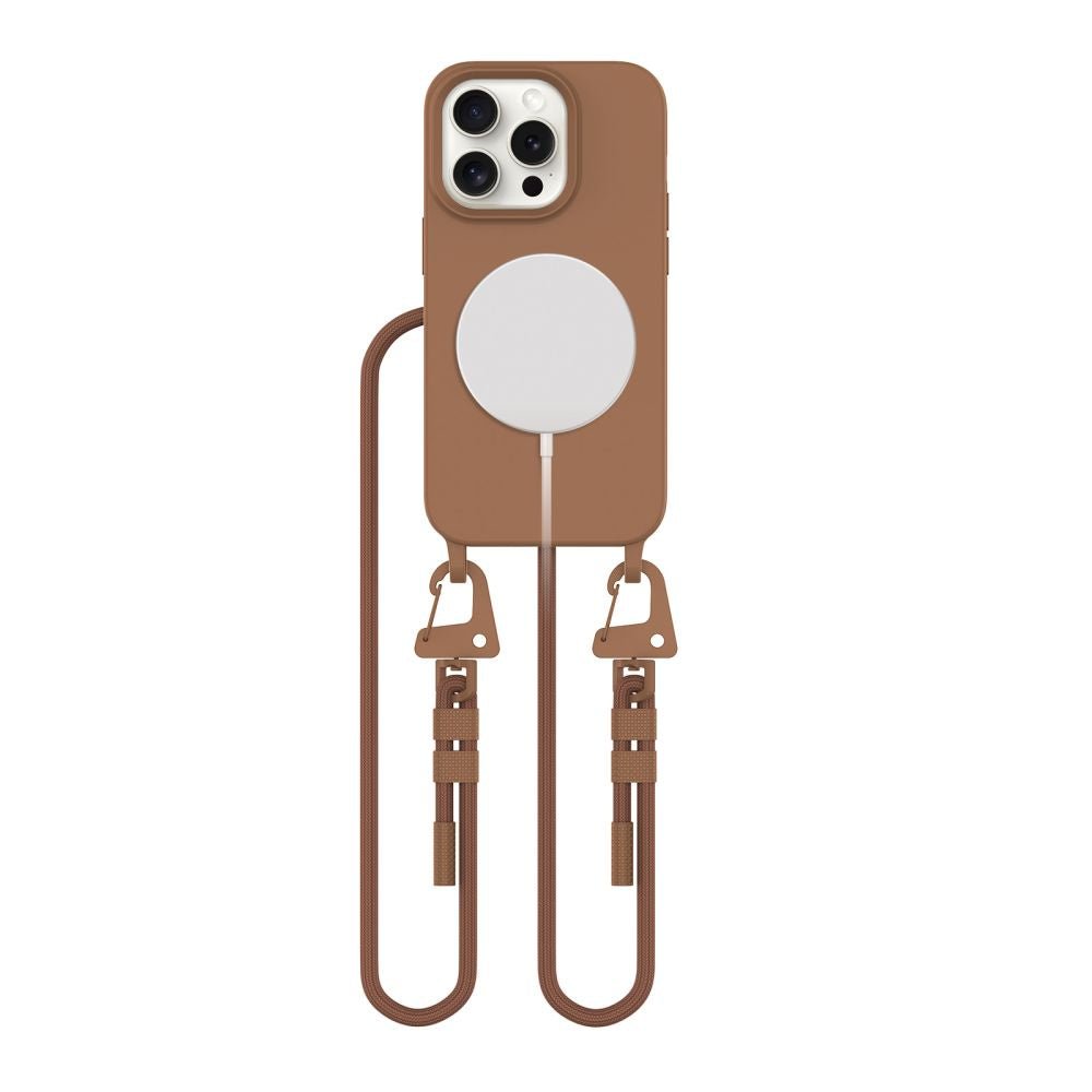 Tech - Protect iPhone 12 / iPhone 12 Pro MagNecklace - MagSafe Θήκη Σιλικόνης TPU με Pυθμιζόμενο Αποσπώμενο Κορδόνι - Chocolate Brown