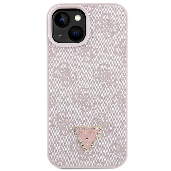 Guess iPhone 15 - Crossbody 4G Metal Logo Θήκη με Επένδυση Συνθετικού Δέρματος και Λουράκι - Pink - GUHCP15SP4TDSCPP
