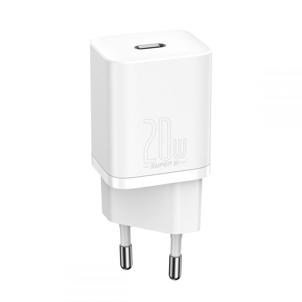 Baseus Super Si PD 20W Οικιακός Φορτιστής με Θύρα Type - C και καλώδιο Type - C to Lightning - White - TZCCSUP - B02