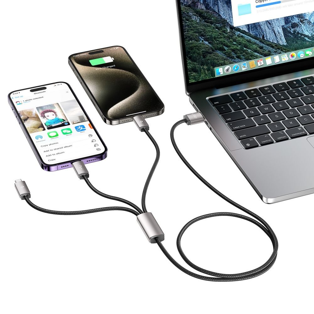 Tech - Protect UltraBoost 3in1 Καλώδιο Δεδομένων και Φόρτισης USB to Lightning / Type - C / Micro USB 3.5A - 1m - Grey