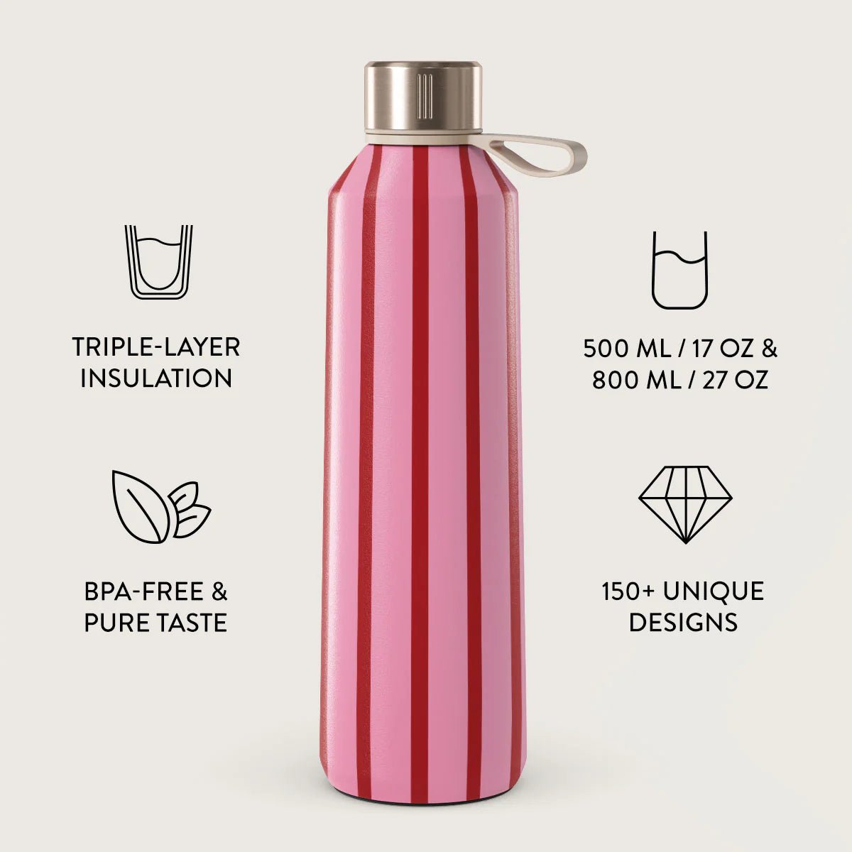 Burga Μπουκάλι Θερμός από Ανοξείδωτο Ατσάλι - 800ml - Favorite Bikini