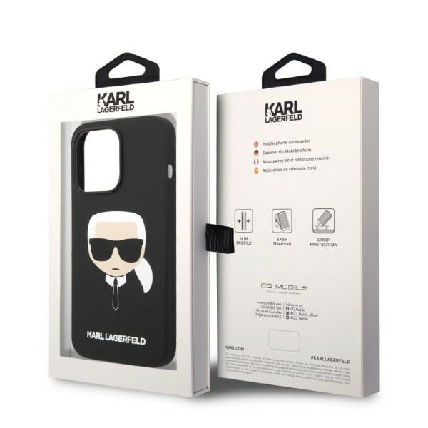 Karl Lagerfeld iPhone 14 Pro Silicone Karl's Head MagSafe Θήκη Σιλικόνης με MagSafe - Black - KLHMP14LSLKHBK