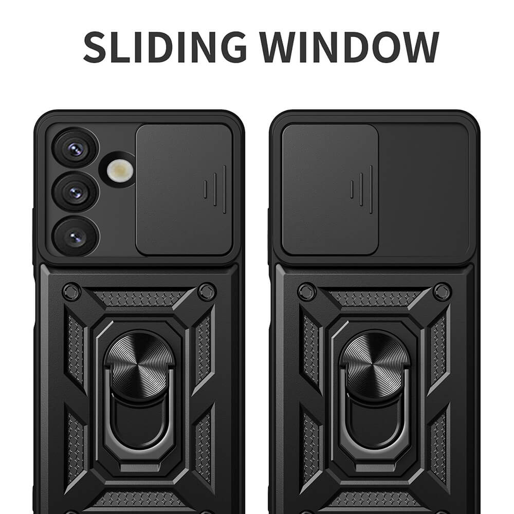 Techsuit Samsung Galaxy S25 - CamShield - Σκληρή Θήκη με Προστασία Καμερών και Δαχτυλίδι Συγκράτησης - Black