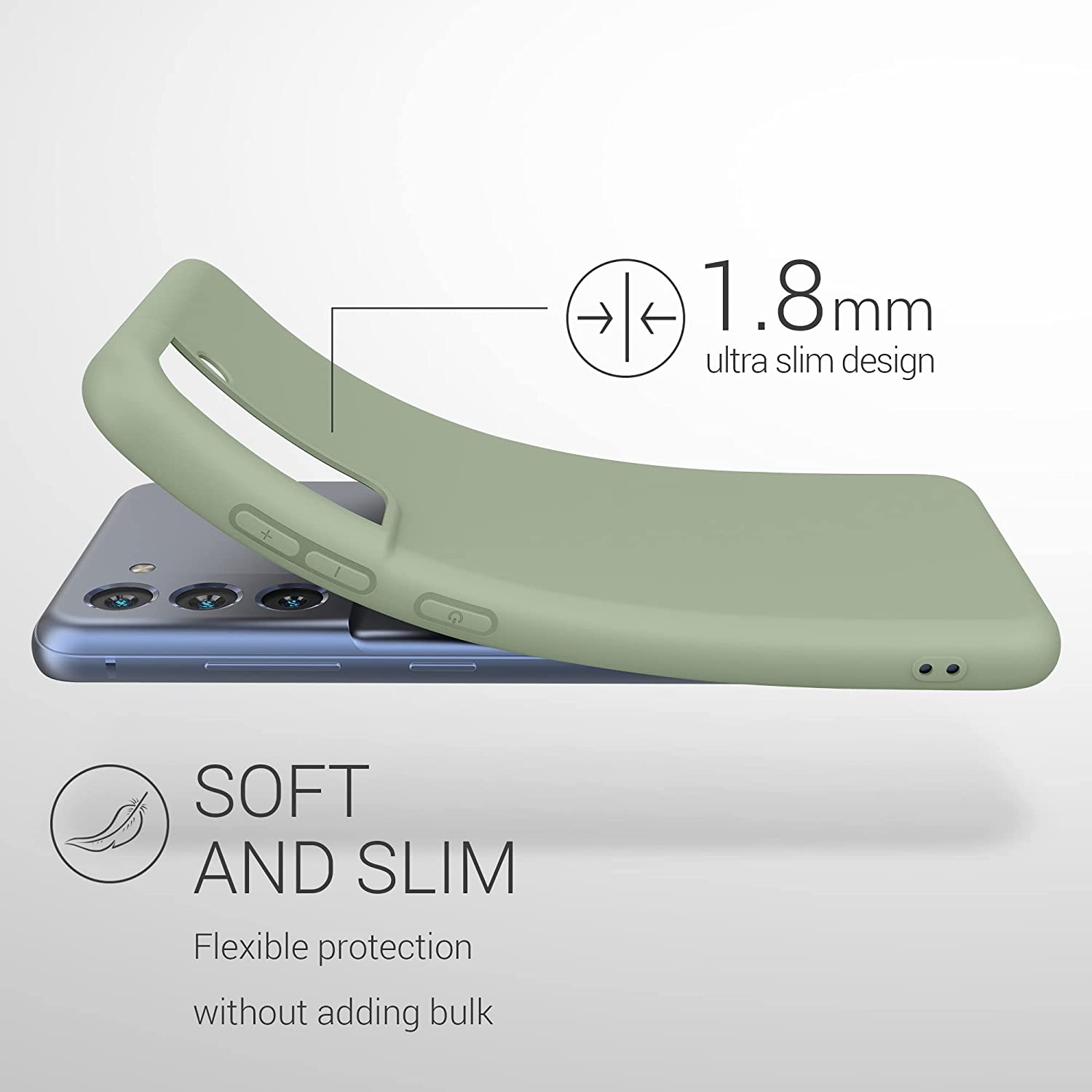 KW Samsung Galaxy S21 FE Θήκη Σιλικόνης TPU - Grey Green - 55484.172