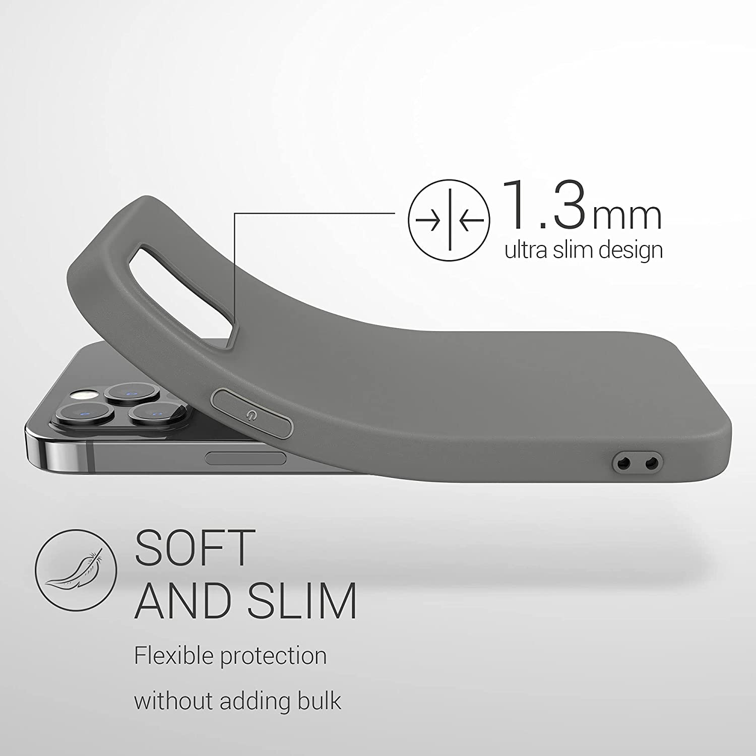 KW iPhone 12 Pro Max Θήκη Σιλικόνης TPU - Titanium Grey - 53940.155