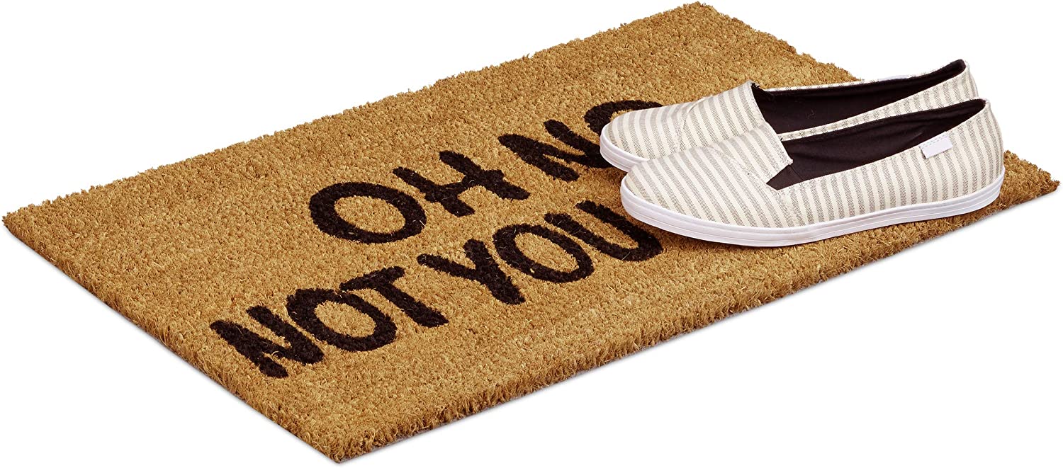 Relaxdays Χαλάκι Πόρτας από Ίνες Καρύδας Design Oh No - Not You Again - 60 x 40 cm - Dark Brown / Black - 4052025177270