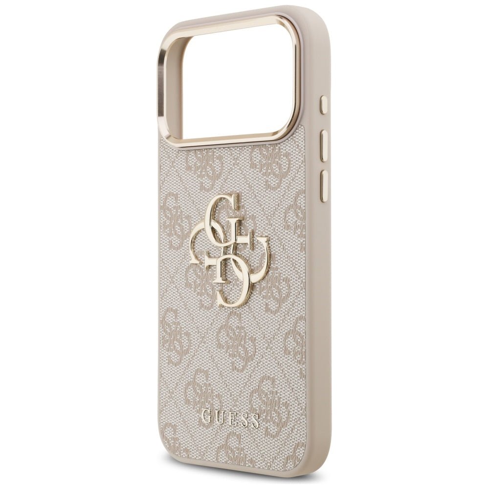 Guess iPhone 17 Pro Max - 4G Big 4G Classic Logo - Σκληρή Θήκη με Πλαίσιο Σιλικόνης και Επένδυση από Οικολογικό Δέρμα - Pink / Gold - GUHCP17X4GMGCPI