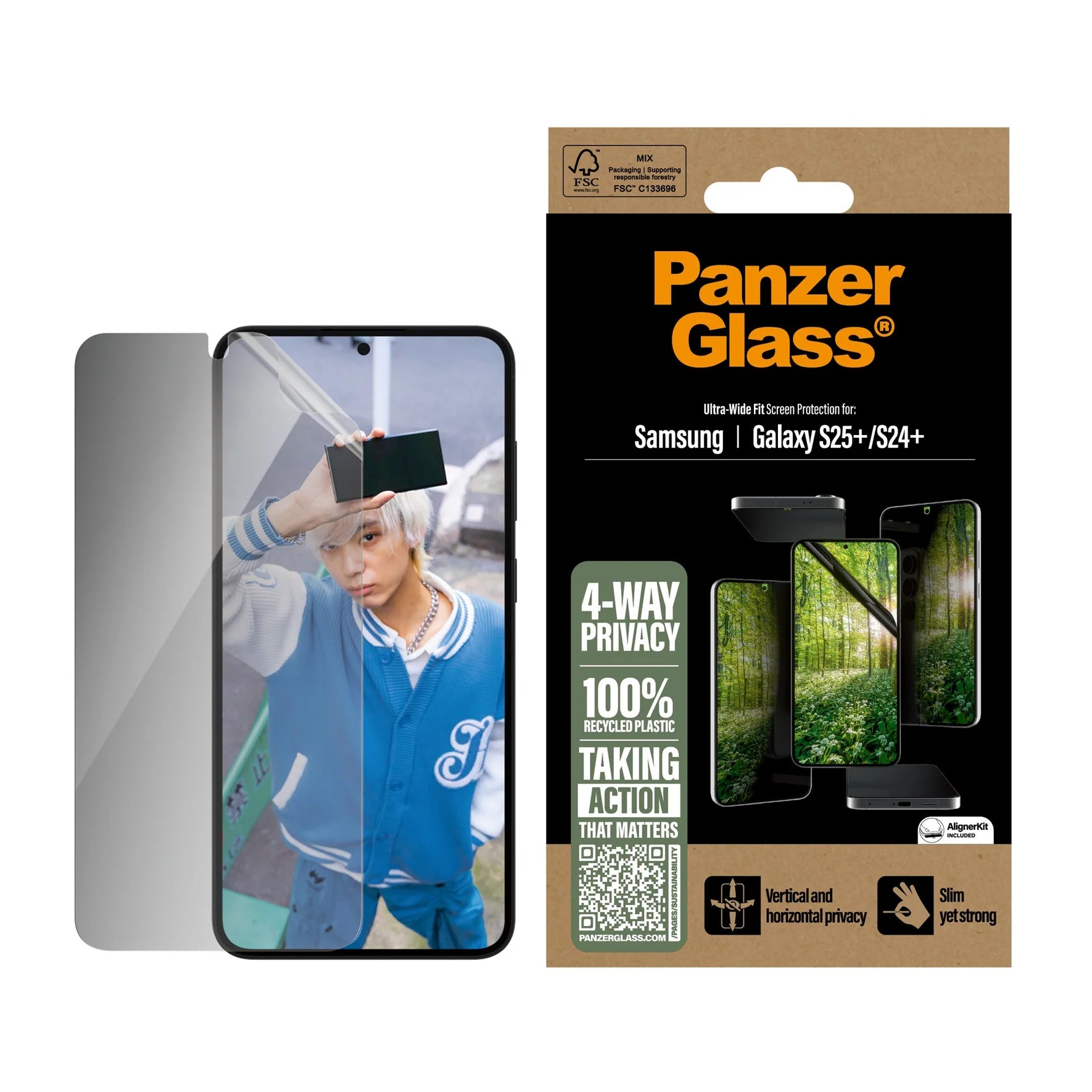 PanzerGlass Samsung Galaxy S24 Plus / S25 Plus Eco Matrix Ultra - Wide Fit Privacy Προστατευτική Mεμβράνη Οθόνης - Διάφανη / Black