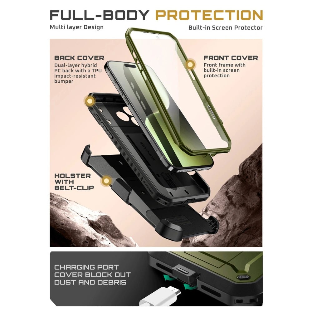 Supcase iPhone 17 Pro Max - Unicorn Beetle Pro - Σκληρή Θήκη με Προστασία Οθόνης και Stand - Green