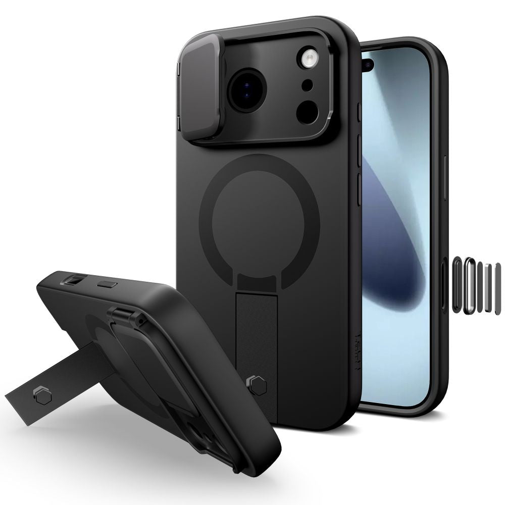 Tech - Protect iPhone 17 Pro - Kevlar Aura MagSafe - Σκληρή Θήκη με Ανοιγόμενο Κάλυμμα Κάμερας και Stand - Black