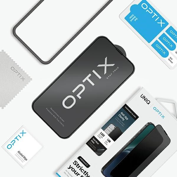 Uniq iPhone 15 / 14 Pro 9H Optix Privacy Αντιχαρακτικό Γυαλί Οθόνης με Κιτ Εγκατάστασης - Black