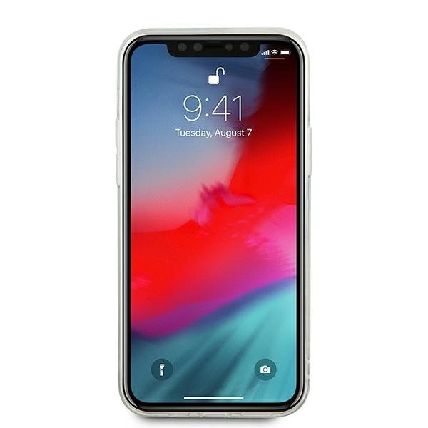Guess iPhone 12 Pro Max - Glitter Vintage Script Σκληρή Θήκη με Πλαίσιο Σιλικόνης - Silver - GUHCP12LGLVSSI