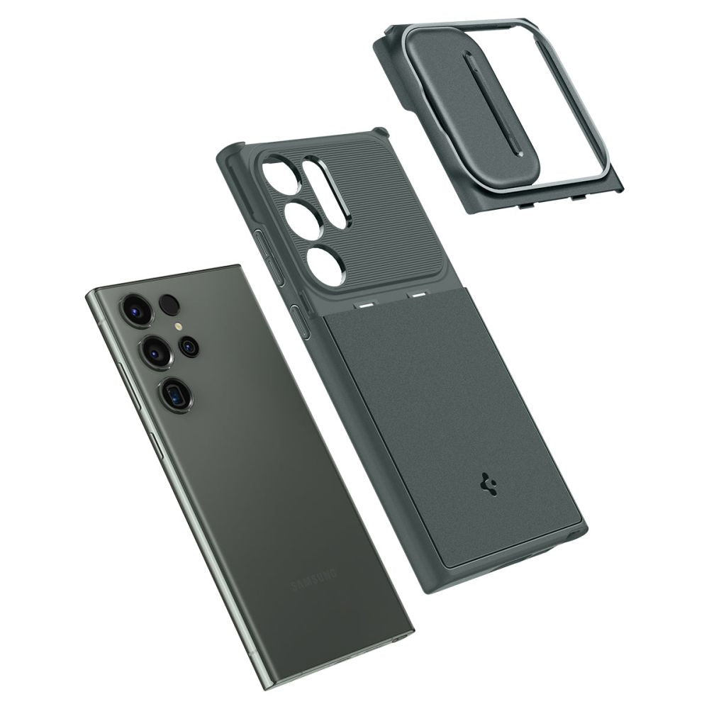 Spigen Samsung Galaxy S23 Ultra Optik Armor Θήκη Σιλικόνης με Κάλυμμα για την Κάμερα - Abyss Green
