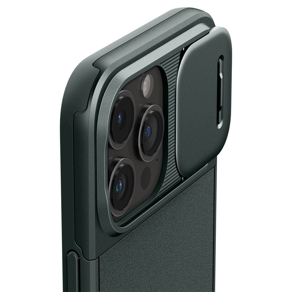 Spigen iPhone 15 Pro Max Optik Armor Mag Θήκη Σιλικόνης με Κάλυμμα για την Κάμερα και MagSafe - Abyss Green