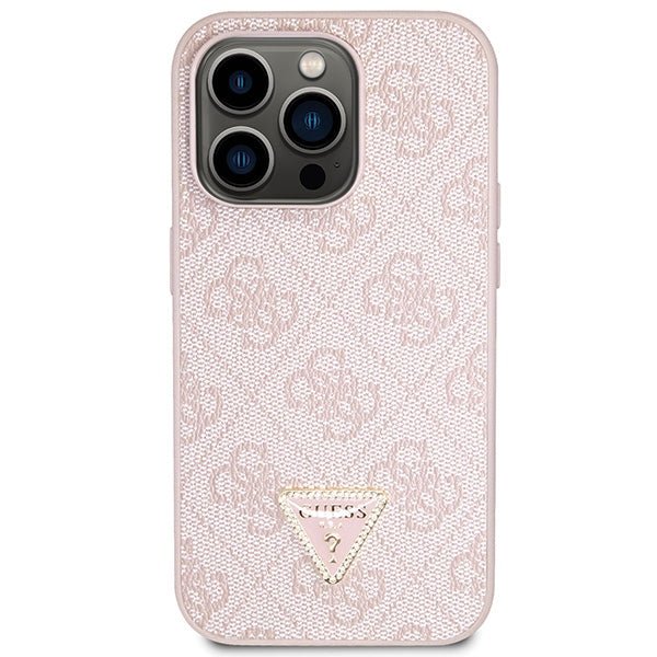 Guess iPhone 15 Pro - Crossbody 4G Metal Logo Θήκη με Επένδυση Συνθετικού Δέρματος και Λουράκι - Pink - GUHCP15LP4TDSCPP