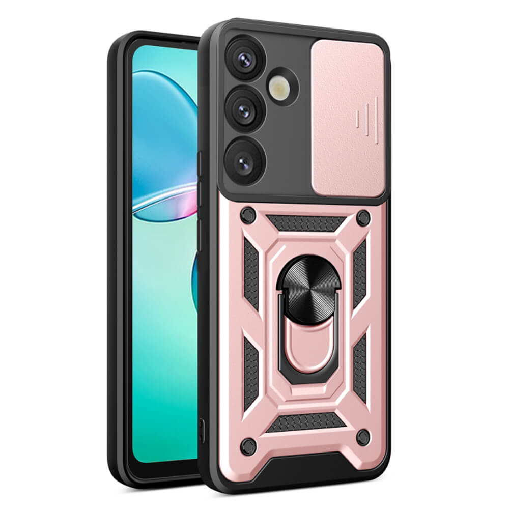 Techsuit Samsung Galaxy S25 Plus - CamShield - Σκληρή Θήκη με Προστασία Καμερών και Δαχτυλίδι Συγκράτησης - Rose Gold