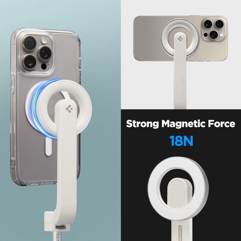 Spigen S571W Ασύρματο MagSafe Selfie Stick με Τρίποδο και Bluetooth Τηλεχειριστήριο - Dune Beige