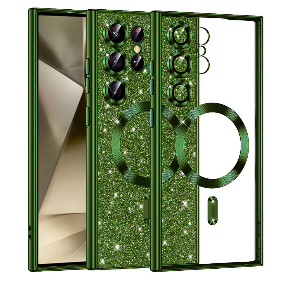 Techsuit Samsung Galaxy S24 Ultra - MagSafe - Luxury Glitter - Θήκη Σιλικόνης - Deep Green