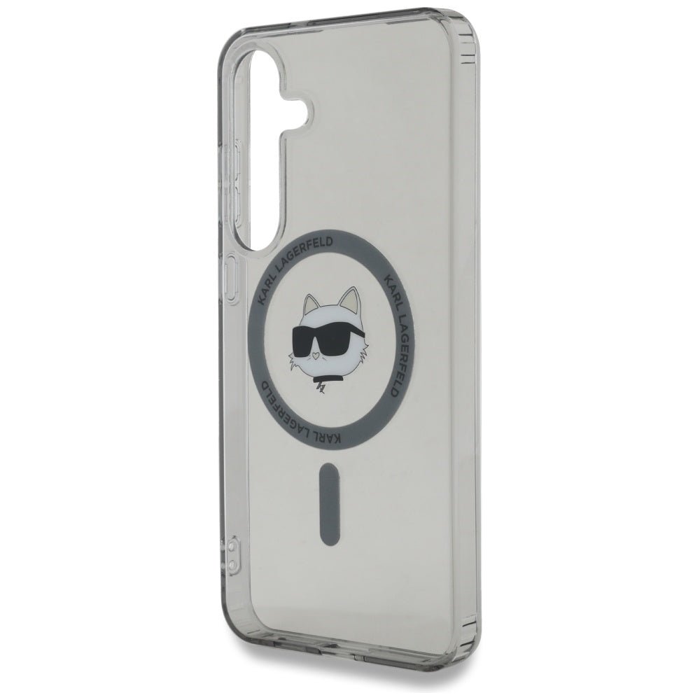 Karl Lagerfeld Samsung Galaxy S25 - Button Choupette Head Printed Logo - MagSafe Σκληρή Θήκη με Πλαίσιο Σιλικόνης - Black - KLHMS25SHLSCHK