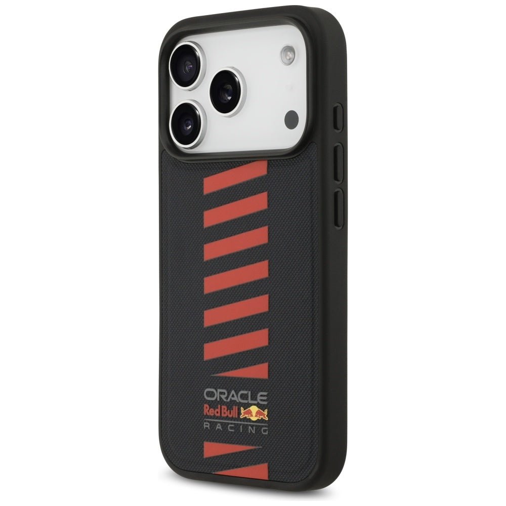 Red Bull iPhone 17 Pro - Meshed Powerbar MagSafe - Σκληρή Θήκη με Πλαίσιο Σιλικόνης και Επένδυση από Οικολογικό Δέρμα - Navy Blue - RBHMP17L24PUDSRV