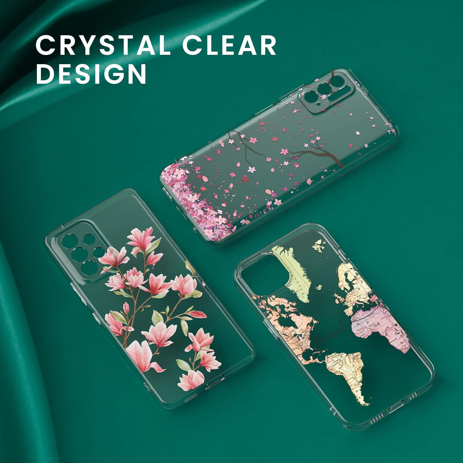 KW Samsung Galaxy A35 5G Λεπτή Θήκη Σιλικόνης TPU - Design Magnolias - Pink / White / Διάφανη