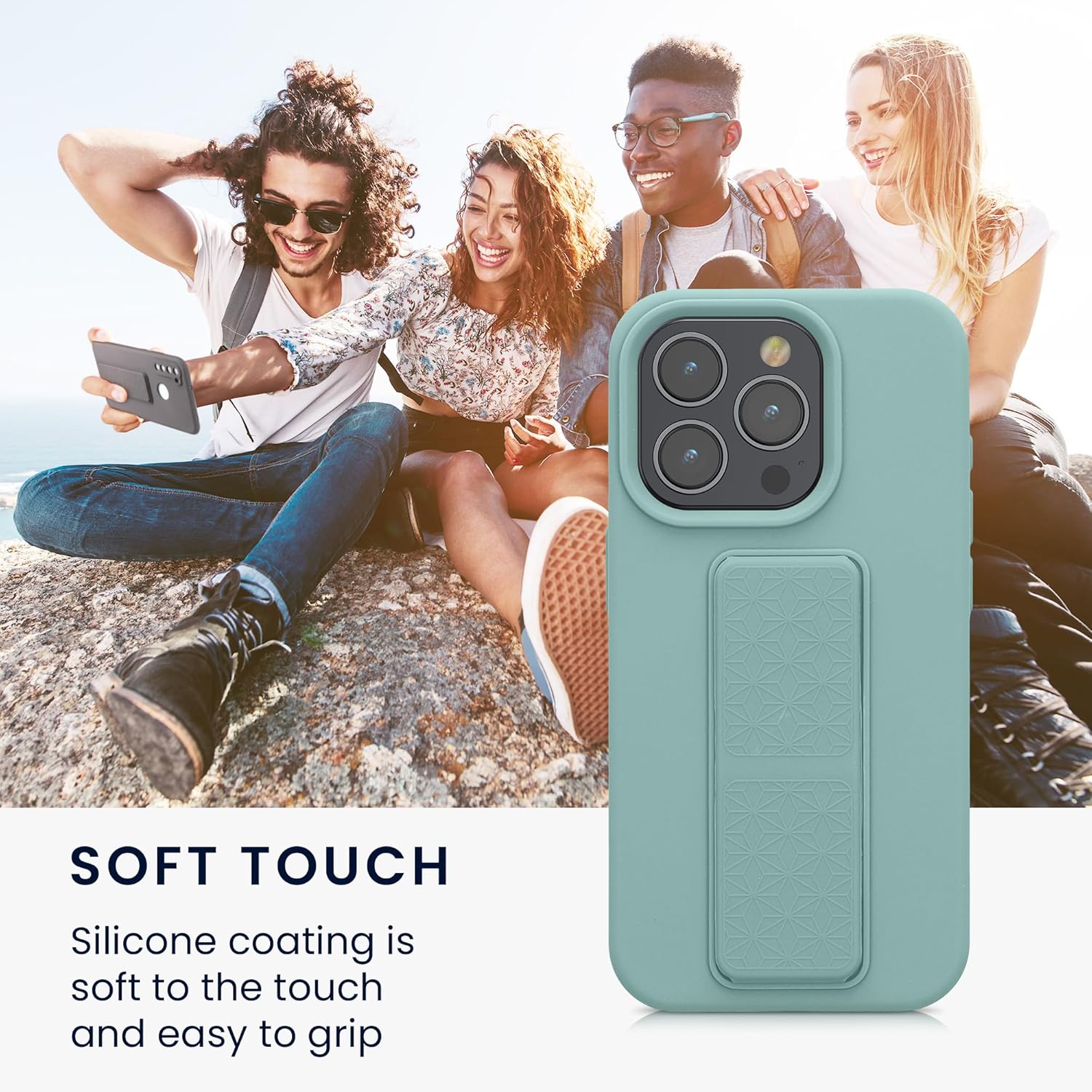 KW iPhone 15 Pro Θήκη Σιλικόνης TPU με Finger Holder - Mint Green