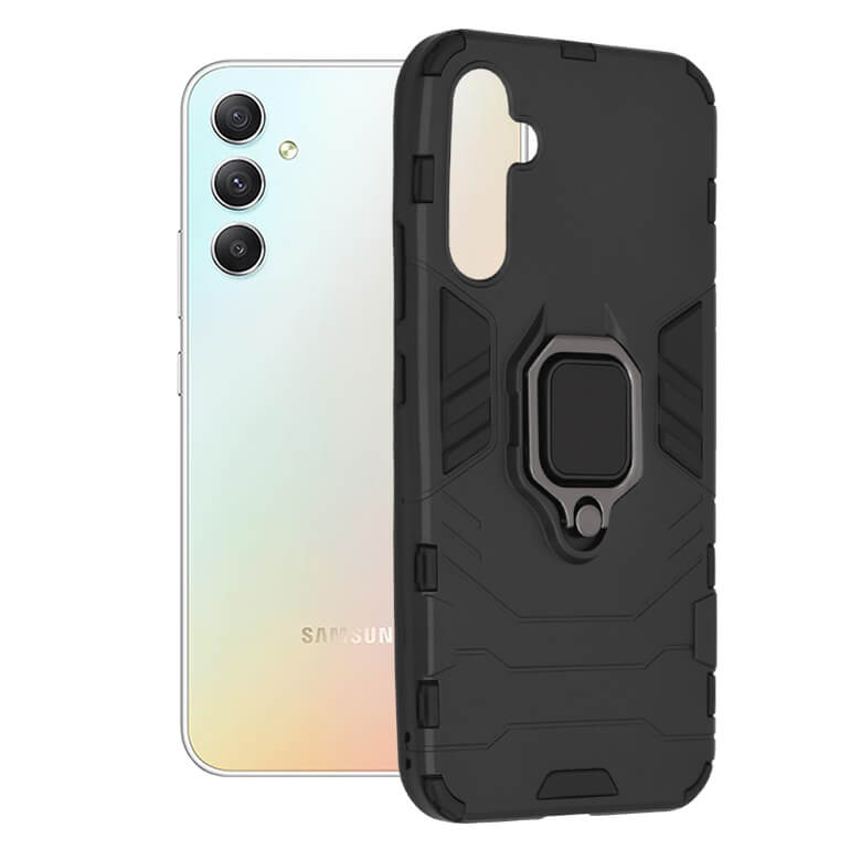 Techsuit Samsung Galaxy A34 5G Silicone Shield Σκληρή Θήκη με Δαχτυλίδι Συγκράτησης - Black
