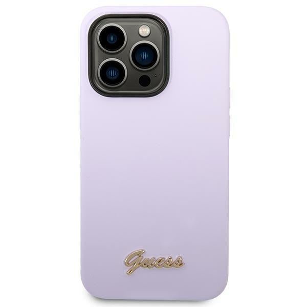 Guess iPhone 14 Pro Max Silicone Vintage Gold Logo Θήκη Σιλικόνης - Purple - GUHCP14XSLSMU