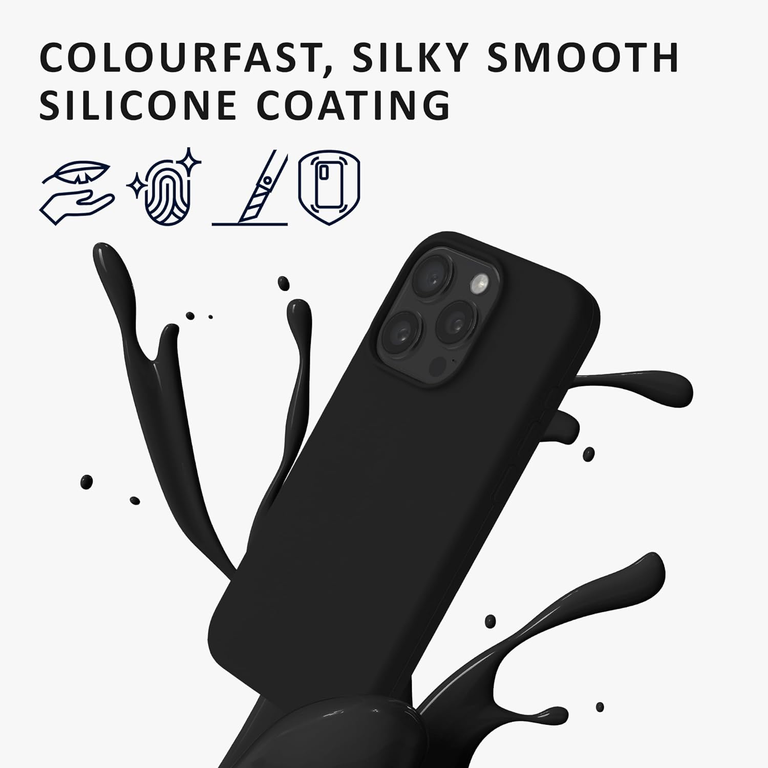 Kalibri iPhone 15 Pro Θήκη Σιλικόνης Rubberized TPU - Black