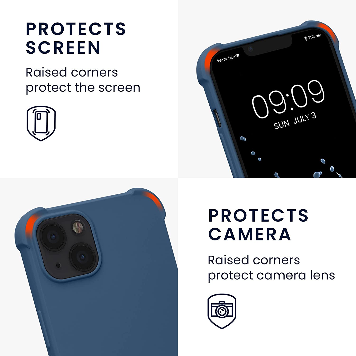 KW iPhone 13 Θήκη Σιλικόνης TPU με Λουράκι - Dark Blue - 55950.17