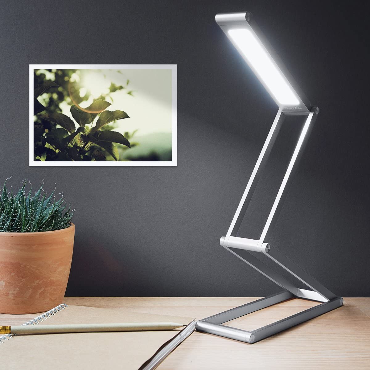 KW LED Folding Desk Lamp Επαναφορτιζόμενο Αναδιπλούμενο Μεταλλικό Φωτιστικό με καλώδιο Micro USB - Silver - 40590.35