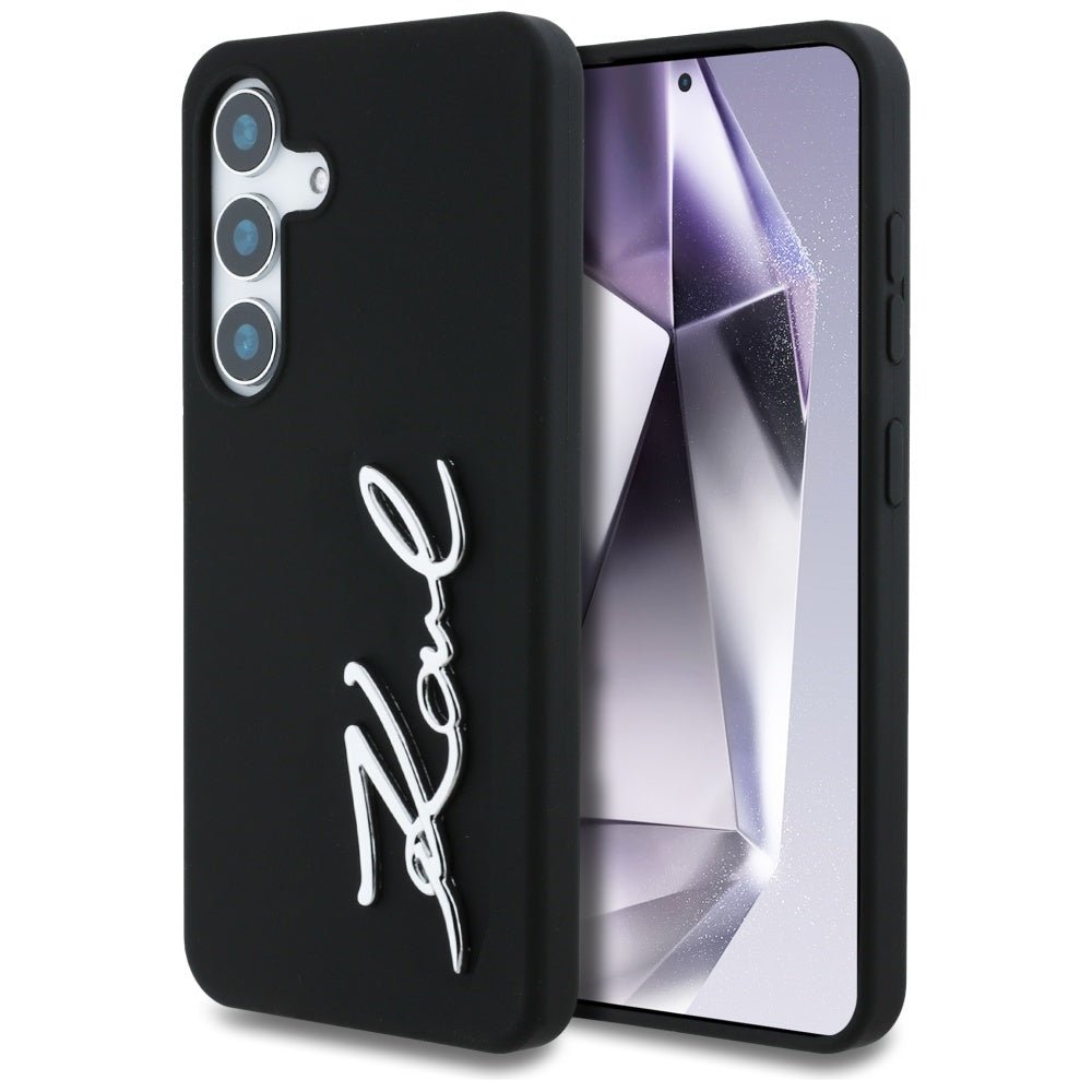 Karl Lagerfeld Samsung Galaxy S25 - Silicone Metal Signature Logo - Σκληρή Θήκη Σιλικόνης - Black - KLHCS25SSCMSMVK