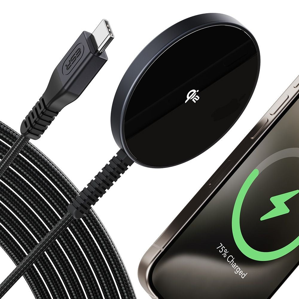 ESR HaloLock QI2 Mini Ασύρματος Φορτιστής MagSafe με Καλώδιο Type - C 15W - Black