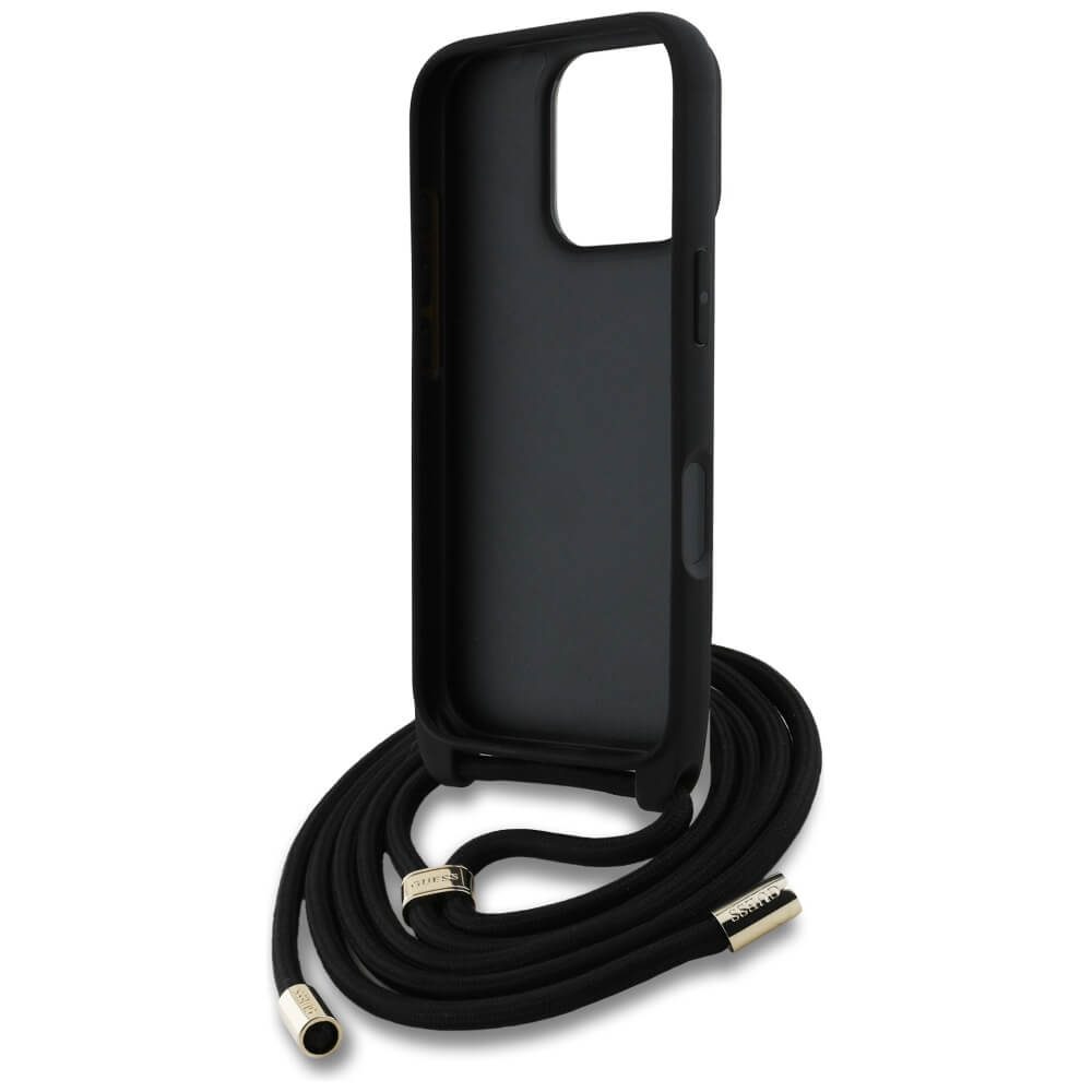 Guess iPhone 16 Pro Max - 4G Big Logo Cord Stap Crossbody - Θήκη με Επένδυση Συνθετικού Δέρματος και Λουράκι - Brown - GUHCP16XP4GMGCRW
