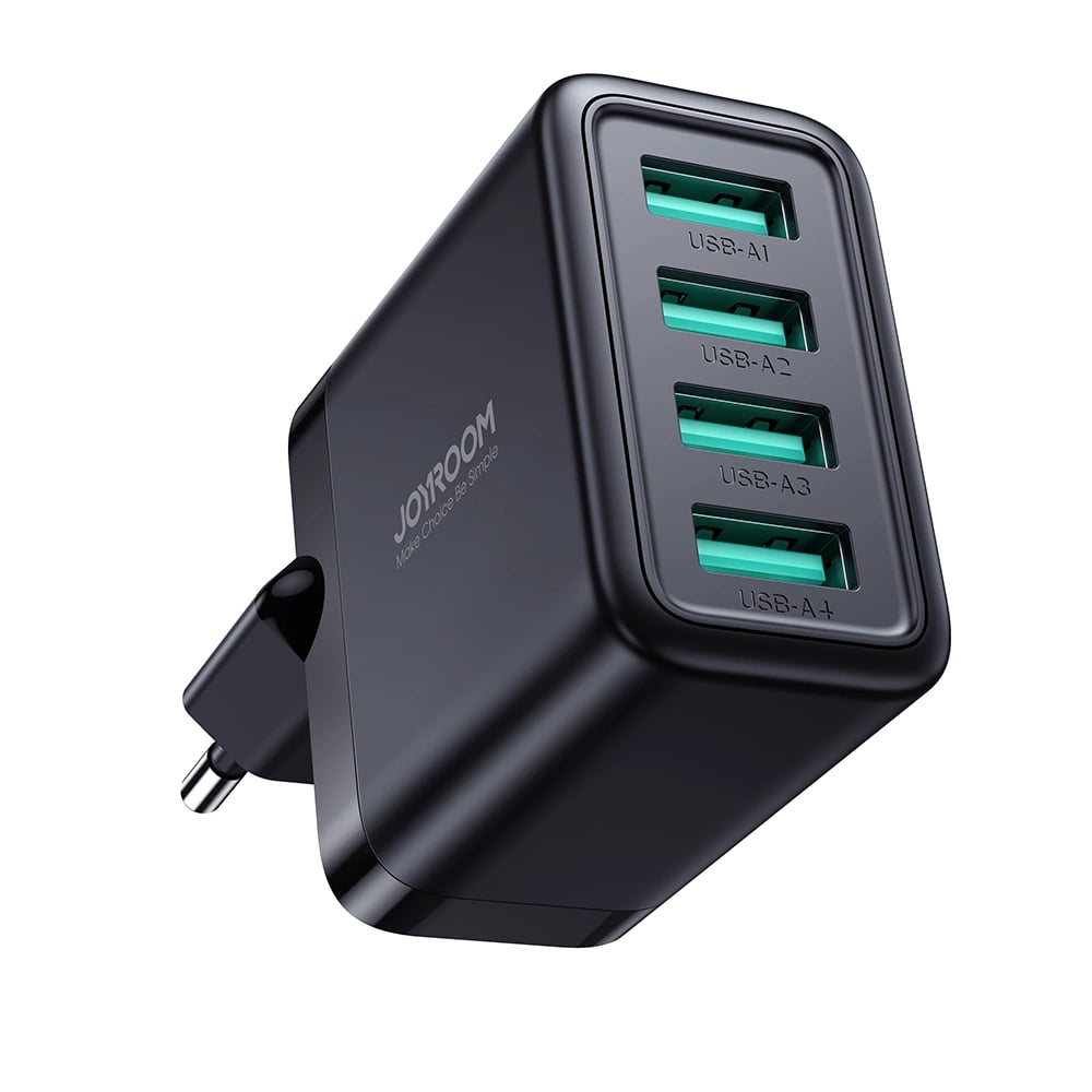 JOYROOM Οικιακός Φορτιστής με 4 Θύρες USB 24W 4.8A - Black - JR - TCN03
