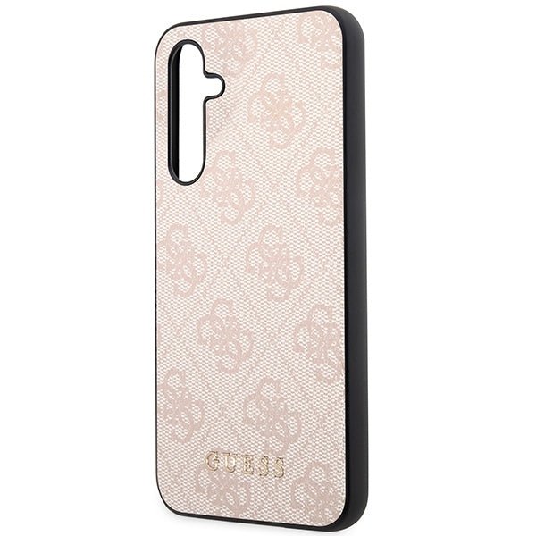Guess Samsung Galaxy A54 5G - Collection 4G Metal Gold Logo Σκληρή Θήκη με Επένδυση Συνθετικού Δέρματος - Pink - GUHCSA54G4GFPI