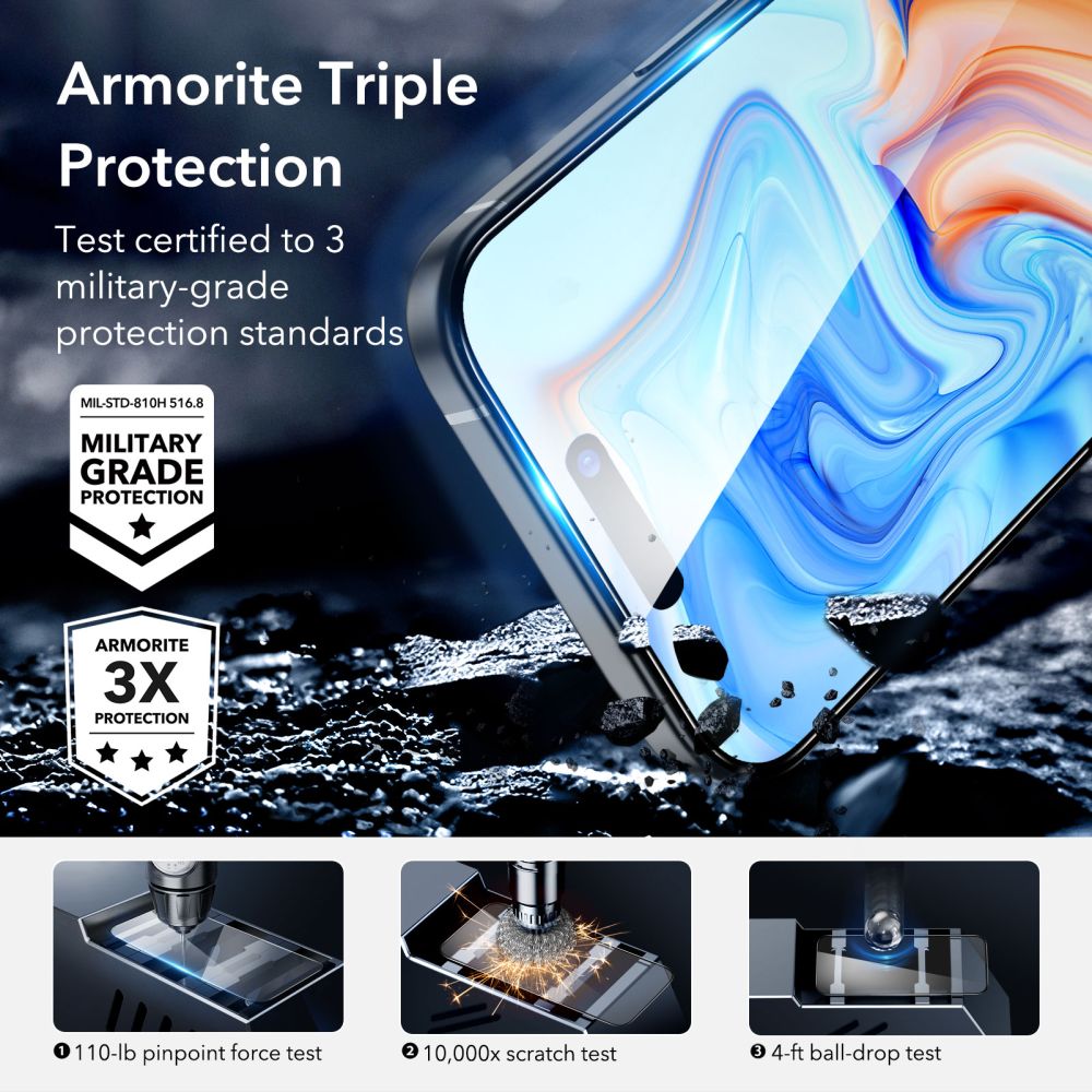 ESR iPhone 15 Armorite 2.5D 9H Full Screen Tempered Glass Αντιχαρακτικό Γυαλί Οθόνης - Black