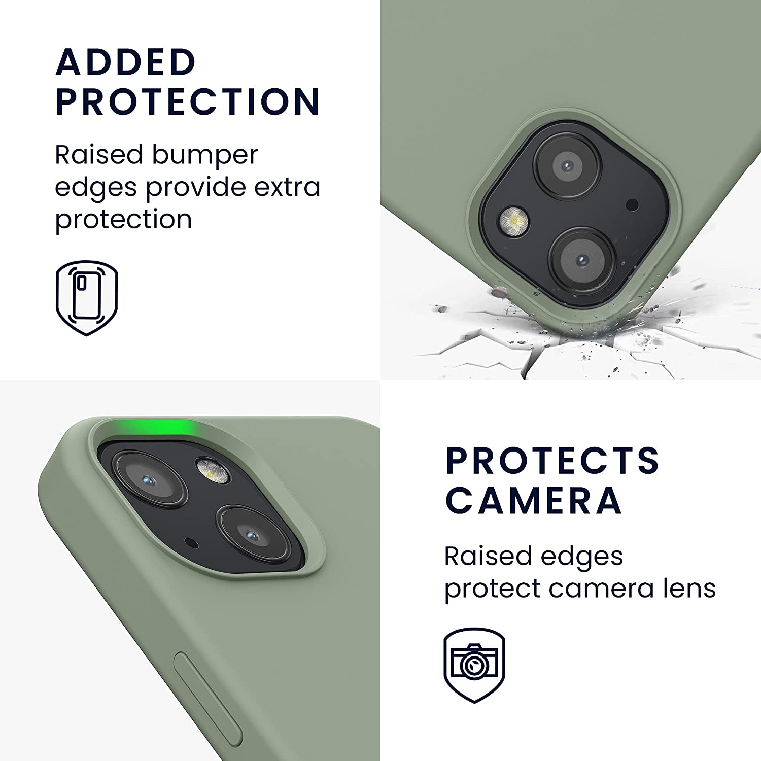 KW iPhone 13 Θήκη Σιλικόνης Rubberized TPU - Gray / Green - 55878.172