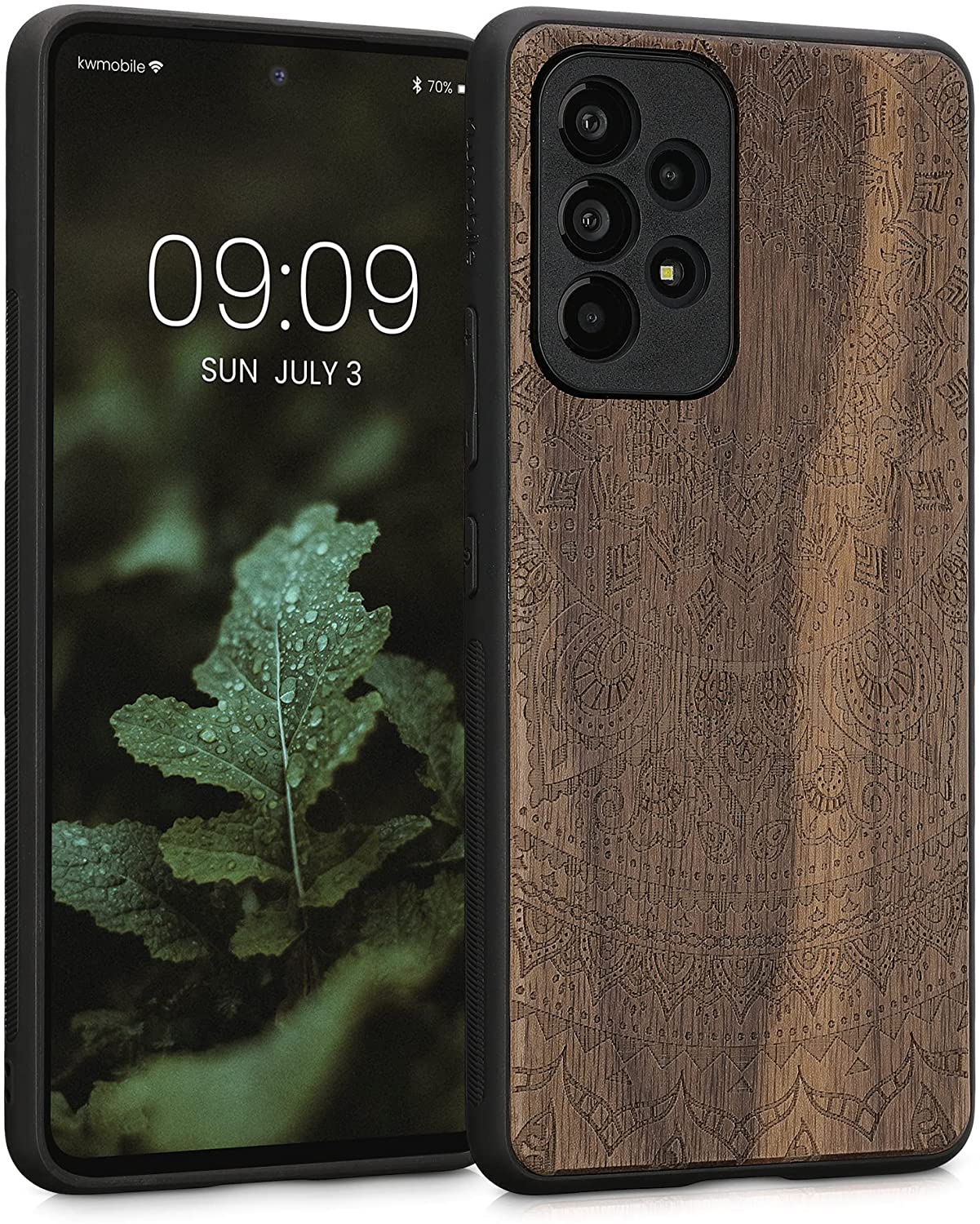 KW Samsung Galaxy A53 5G Θήκη από Φυσικό Ξύλο Design Indian Sun - Dark Brown - 58317.03