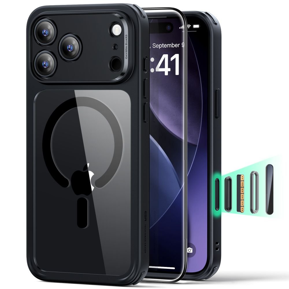 ESR iPhone 17 Pro - Σετ με Classic Hybrid MagSafe Σκληρή Θήκη με Πλαίσιο Σιλικόνης και Αντιχαρακτικό Γυαλί Οθόνης - Διάφανη / Black