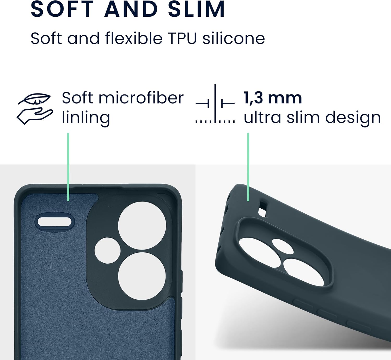 KW Xiaomi Redmi Note 13 Pro+ 5G Λεπτή Θήκη Σιλικόνης Rubberized TPU - Dark Slate