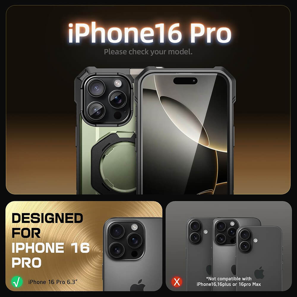 Supcase iPhone 16 Pro Unicorn Beetle Defender Σκληρή Θήκη με MagSafe και Stand - Dark Green