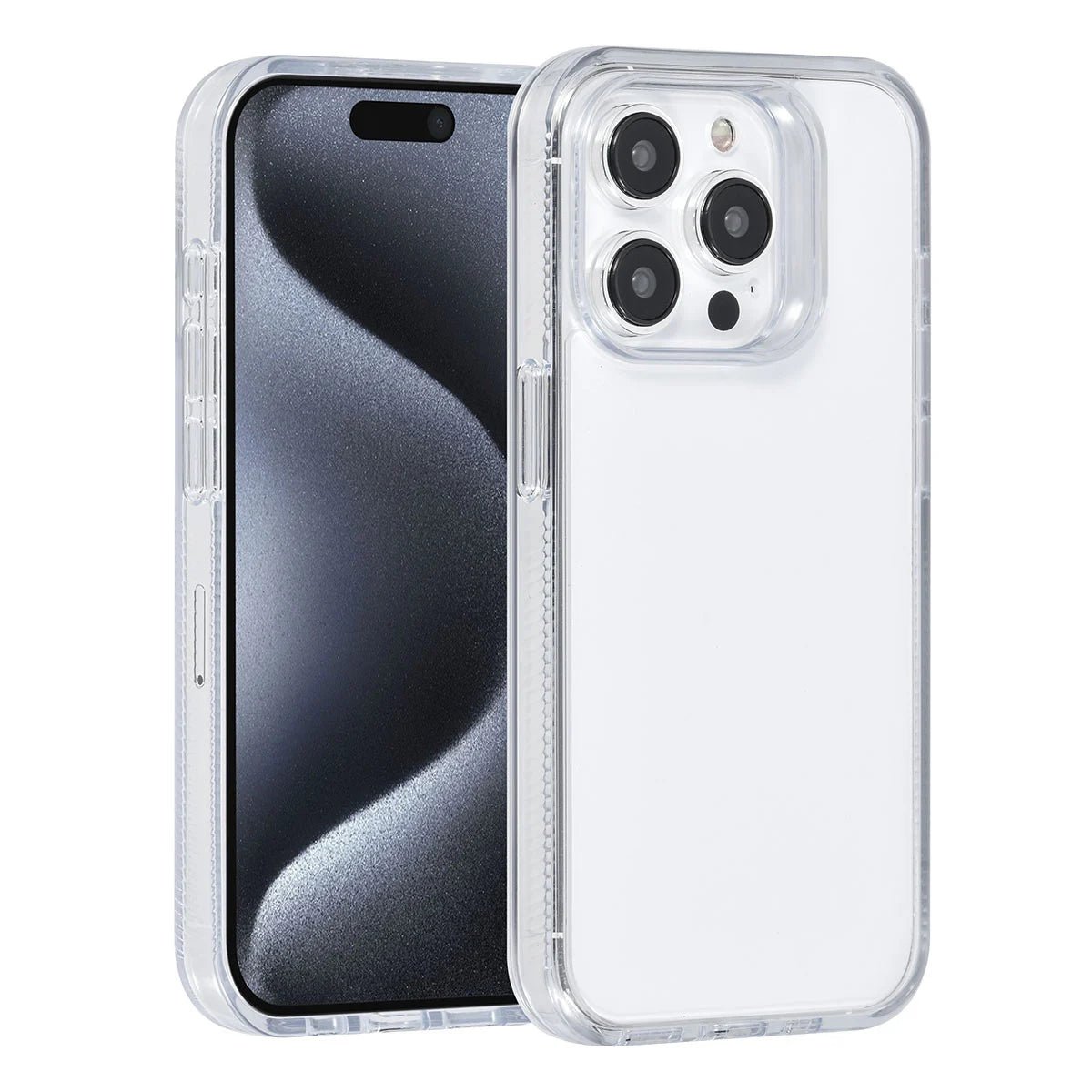 Tuniq iPhone 15 Pro - Σκληρή Θήκη με Πλαίσιο Σιλικόνης - Ημιδιάφανο Λευκό / Διάφανο