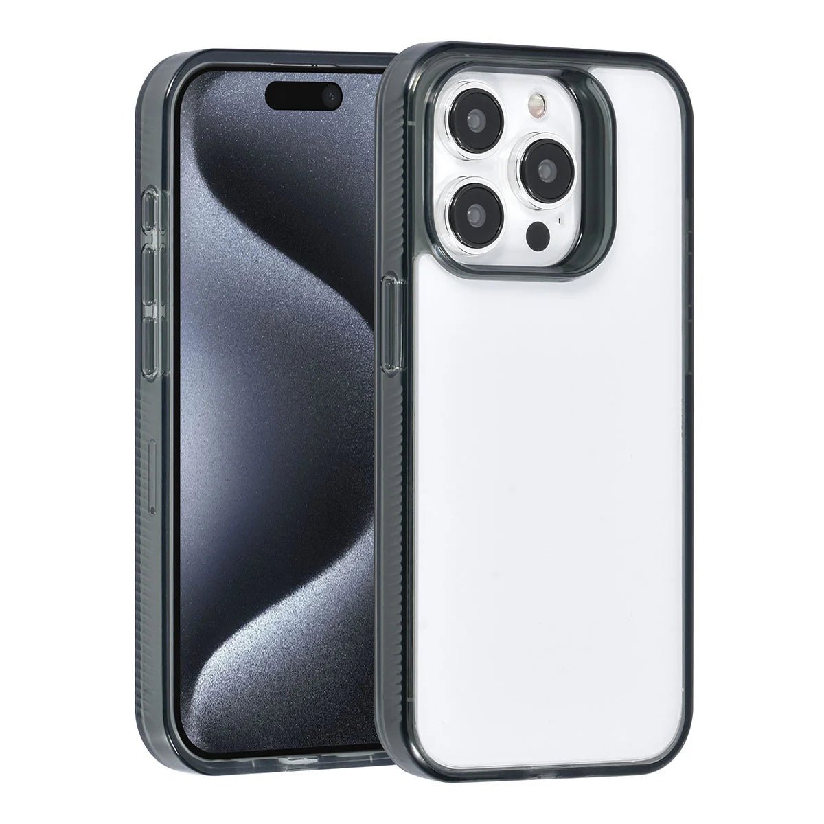 Tuniq iPhone 15 Pro - Σκληρή Θήκη με Πλαίσιο Σιλικόνης - Ημιδιάφανο Μαύρο / Διάφανο