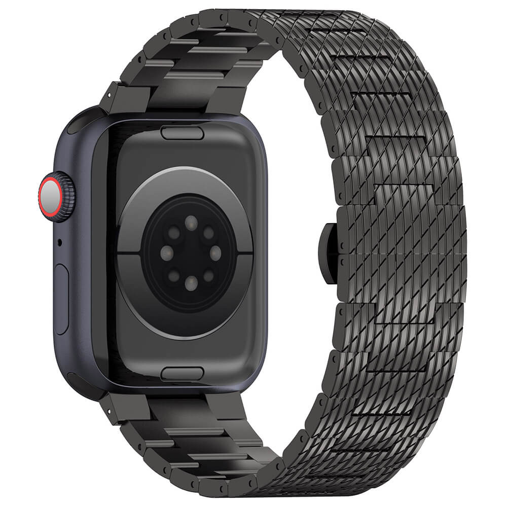Techsuit Λουράκι Apple Watch 2/3/4/5/6/7/8/9/10/11 - SE (1/2/3) - 38/40/41/42mm Watchband από Ανοξείδωτο Ατσάλι W052 - Black